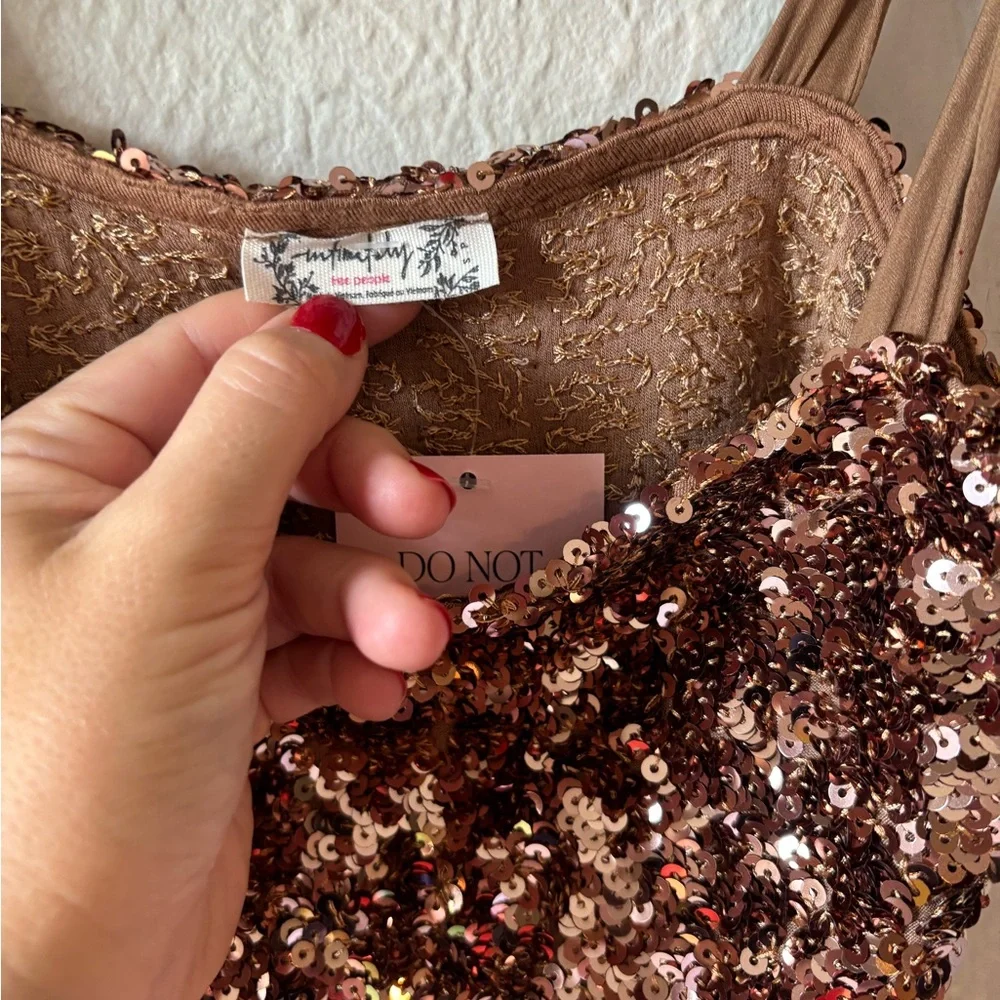 Free People Sequin Gold Women's‎ Top size S
